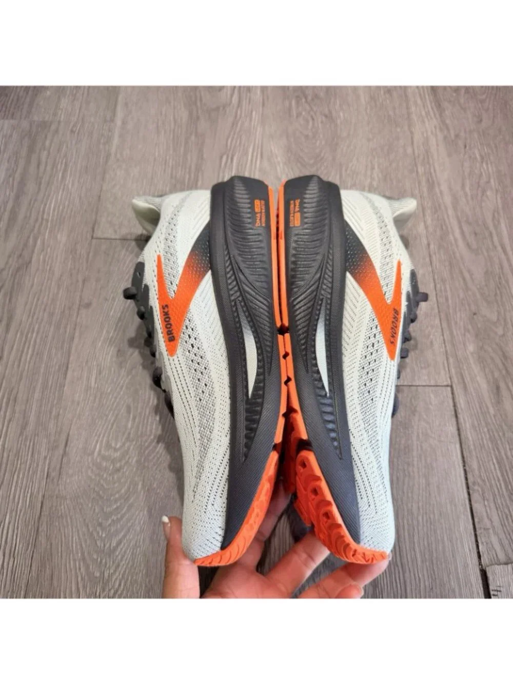 Brooks Ghost 17 Running Shoes Oyster Mushroom/ Orange/ Ebony , Men's 8 D